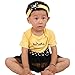 Baby House Baby Girl 3Pcs Bee Dot Flower Yellow Romper&Hairband+Black Yarn Skirt