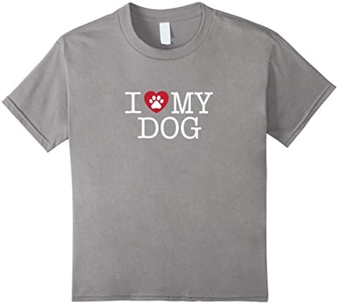 Kids I Love My Dog T-Shirt 12 Slate