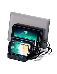 Satechi estación de carga USB de 7 puertos para iPhone 6 Plus 6 5S 5 C 5 4S, iPad Pro Air Mini 3 2 1, Samsung Galaxy S6 Edge S6 S5 S4 S3 Note Note 2 Tab, iPod, Nexus, HTC y más, Negro