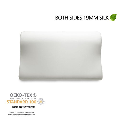 THXSILK 19 Momme Mulberry Silk Pillowcase for Contour Memory Foam Pillow Latex Pillow Cover Cervical Pillow Case, Hypoallergenic Washable (Natural White, 50x30x10/7 CM) - Thumbnail 6