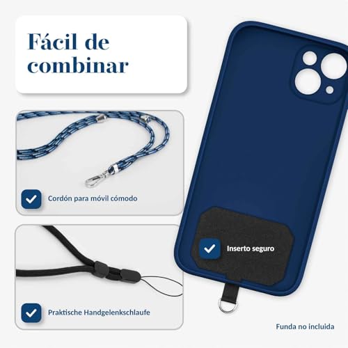 moex Unleash para Samsung Galaxy A14 (4G/5G) – Cadena para teléfono móvil con mosquetón, correa de cuello desmontable rápida – Smartphone con almohadilla para fundas – Cadena para colgar en azul