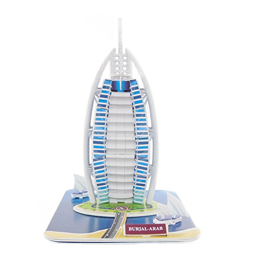 Creative 3D Puzzle Paper Model Burj AL Arab DIY Fun & Educational Toys World Great Architecture Series, 38 Pcs