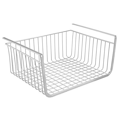 mDesign Household Metal Under Shelf Hanging Storage Bin Basket with