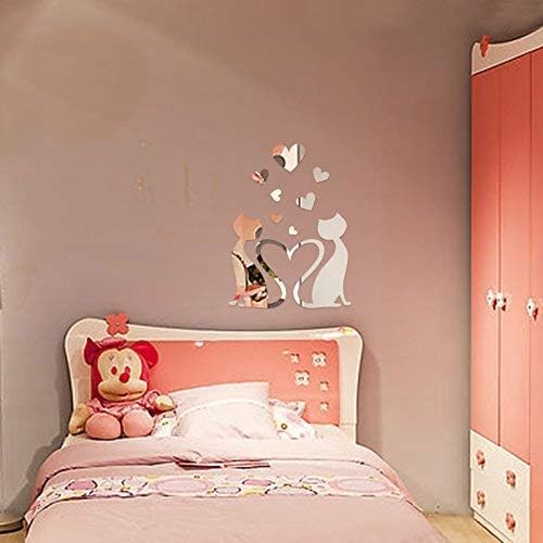Walplus Mirror Wall Art Crystal Lovely Cat Wall Stickers Removable Self-Adhesive Mural Decals Vinyl Home Decoration DIY Living Bedroom Office Décor Kids Room - Image 3