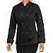 Women’s Long Sleeve Chef Coat/Double Breasted/Plastic Button Reversible Front Closure (S-XL, 2 Colors) (X-Large, Black)