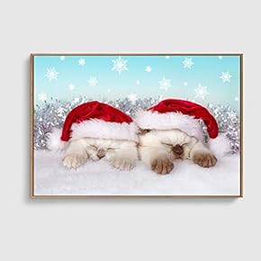 Framed Canvas Home Artwork Decoration Merry Christmas Canvas Wall Art for Living Room, Bedroom - 16x24 inches