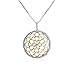 Sterling Silver and 18K Gold Bali Inspired Filigree Round Circle Floral Pendant Necklace, Best Jewelry for Women, 16/18