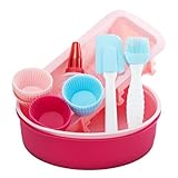 Vonshef 18 Piece Silicone Bakeware Baking Set - Cupcake, Round Cake, Bread Molds, Icing Decorator + Spatula & Pastry Brush