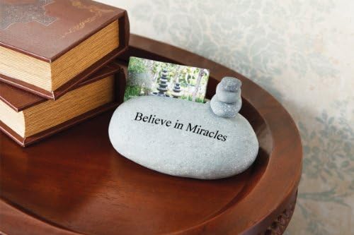 Believe in Miracles Engraved Rocks Cairn Business Card Holder Stand Unique Gift Ideas For Business