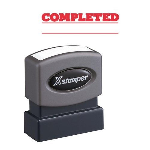 Buy PreInked Completed Stamp with Date Line, Red, 1/2x15/8 Impression