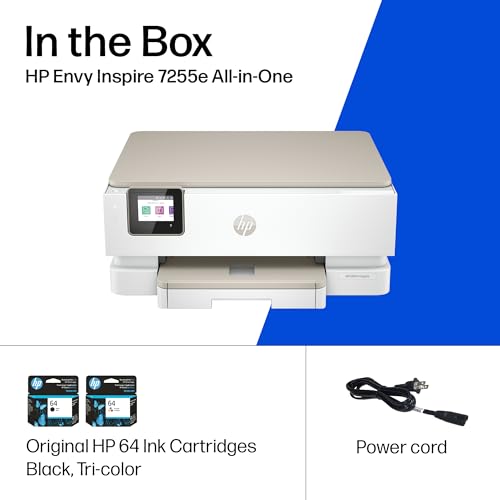 HP Envy Inspire 7255e Wireless Color Inkjet Printer, Print, scan, copy, Easy setup, Mobile printing, Best-for-home, 3 month Instant Ink trial included, AI-enabled (1W2Y9A)