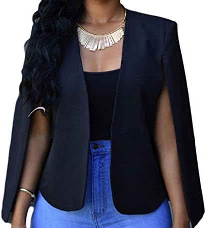 MLG Womens Pure Color Front-Open Individuality Cut Out Blazer Jacket Suit Black XS