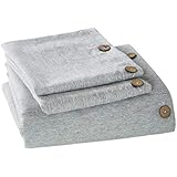 MUKKA Microfiber Duvet Cover Queen, 3 Pieces Grey Heather Linen Like Chambray Modern Style with Coconut Button Closure Duvet Cover Soft Luxury & Breathable Easy Care Bed Linen