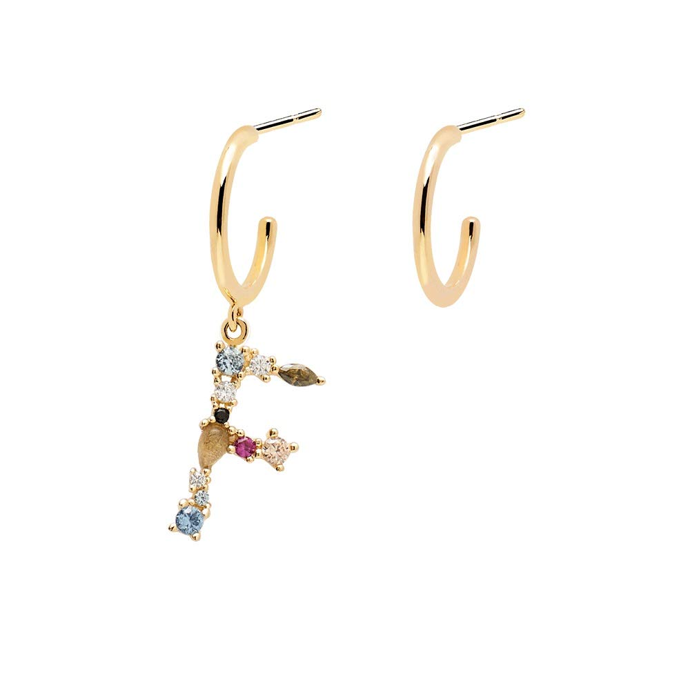 PDPAOLA - Letter F Earrings - 925 Sterling Silver 18k Gold Plated - Jewellery for Women