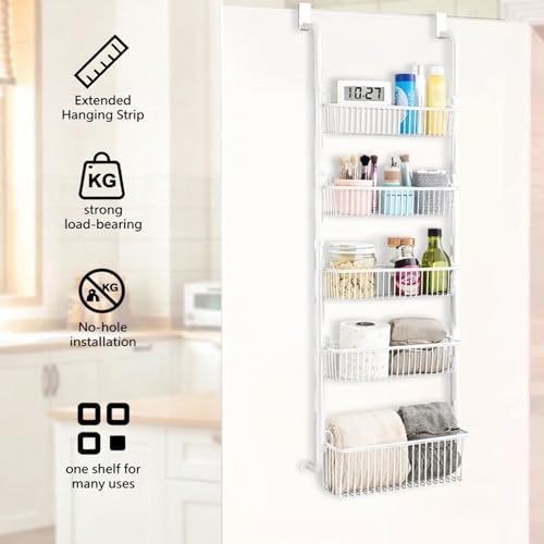 Beauenty Over Door Hanging Pantry Organizer Storage, 6-Tier Organization Rack, Home Bathroom Kitchen Storage Shelves for Cabinet, Large Capacity Hanging Seasoning Organizer, Laundry Room Organization