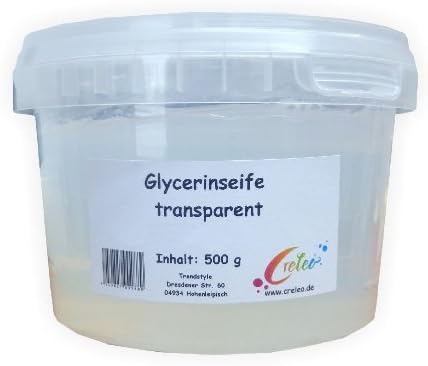 Creleo 610090 Glycerine Soap - Raw Soap Transparent 500 g in a Tub for the Microwave or Bath