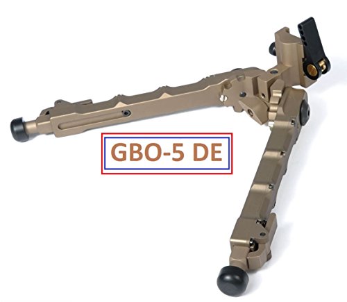 ( Bipod GBO-5 ) DE DARK EARTH QD Bipod Tactical Bipod 7.25 - 9 inches Flat Adjustable by Green Blob Outdoors