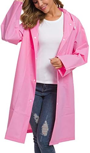 Doreyi Women's Waterproof Hoody Raincoat Outdoor Hooded EVA Rain Jacket Sun Protection Trench Coats for Travelling Windbreaker Transparent