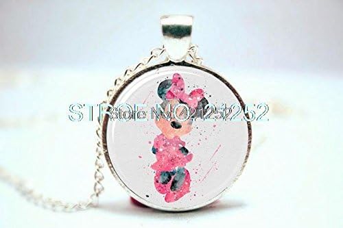 Pretty Lee 2015 Fashion Minnie Mouse Art Print Necklace Glass Photo Cabochon Necklace Christmas gift