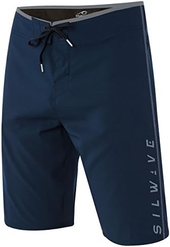 Silwave Men's DuraFit Stretch Solid Board Shorts, Navy Textured, Size 33