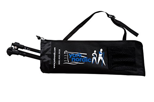 York Nordic Shorter Travel Folding Walking Poles - Hiking Style Grips 15 in with Carrying Bag for People 5ft 4in and Under