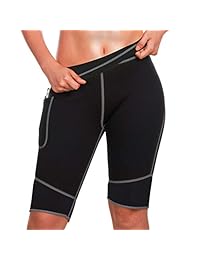 TrainingGirl - Pantalones cortos de neopreno con bolsillo para mujer, adelgazantes, para sauna y sudor, para entrenamiento, moldeador corporal, leggings de yoga