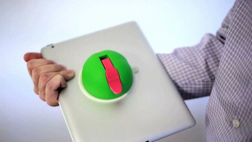 iSucker Money with Black Lever lever for use with iPad, Android, Samsung, Kindle, Nook. It's an ergonomic handle, and can also be used as a stand.