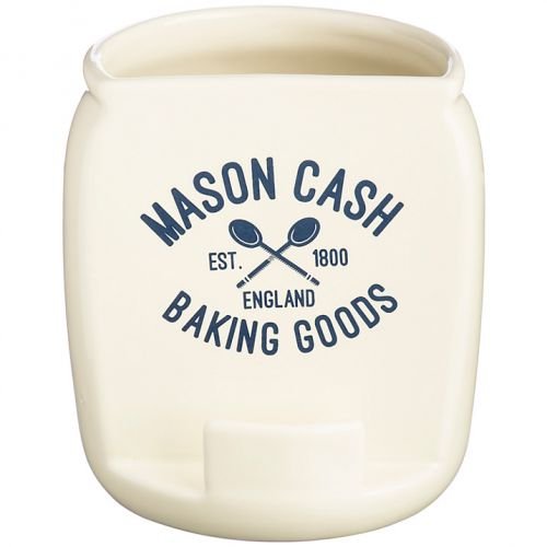Mason Cash Varsity Ceramic Utensil Pot and Tablet Holder, Cream, Navy Blue