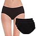 Hesta Rael Women's Organic Cotton Period Menstrual Sanitary Protective Underwear Panties / 3Pack (Large, 3 Black)