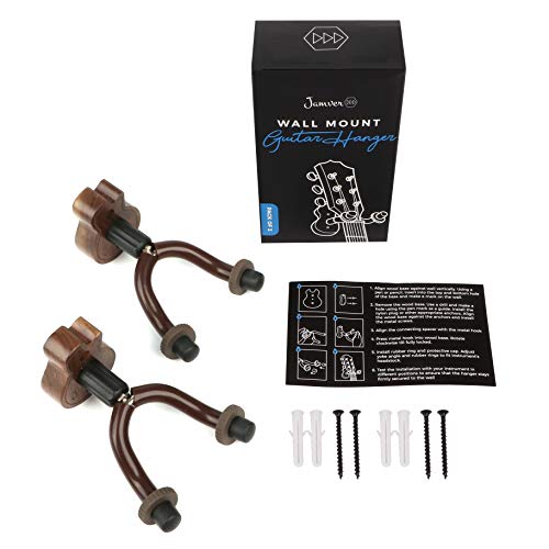 Guitar Ukulele Wall Mount Hanger - 2 Pack Hook Holder for Ukulele, Bass, Electric, Acoustic, Banjo and other String Instrument by Jamver