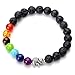 JOVIVI 7 Chakras Lava Stone Yoga Balancing Reiki Healing Elephant Lucky Charm Bracelet