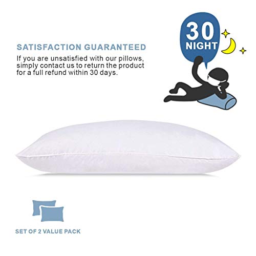 puredown Natural Goose Down Pillows 100 Cotton Pillow Cover Set of 2