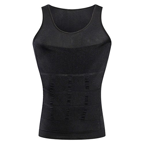 Hanerdun Mens Slimming Body Shaper Vests Undershirt Abs Abdomen Slim, Black - XL Size