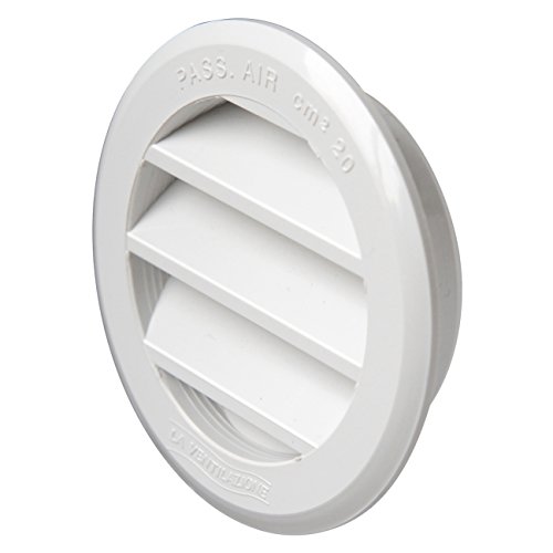 La Ventilazione T63RB Grille de ventilation en plastique ronde à encastrer, blanc, diamètre 80 mm