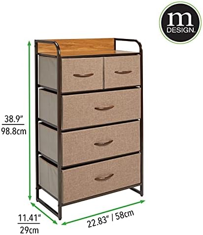 Mdesign Tall Dresser Storage Chest 5 Fabric Drawers Pack Of 1 Brown 05122mdcoeu Buy Online At Best Price In Uae Amazon Ae