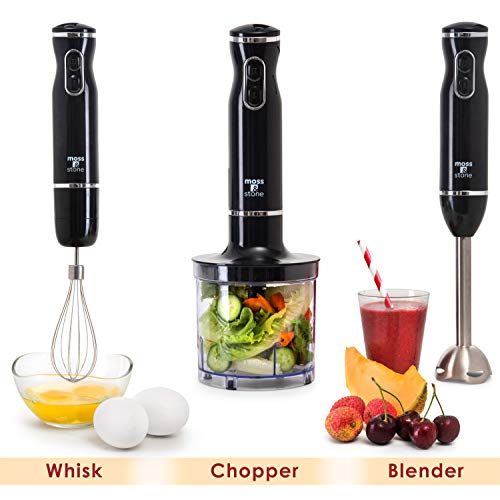 Moss & Stone Hand Blender Electric With Egg Whisk & Chopper, Powerful