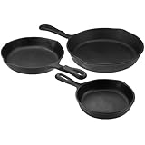 Universal Housewares Pre-Seasoned Cast Iron 3 Piece Skillet Set