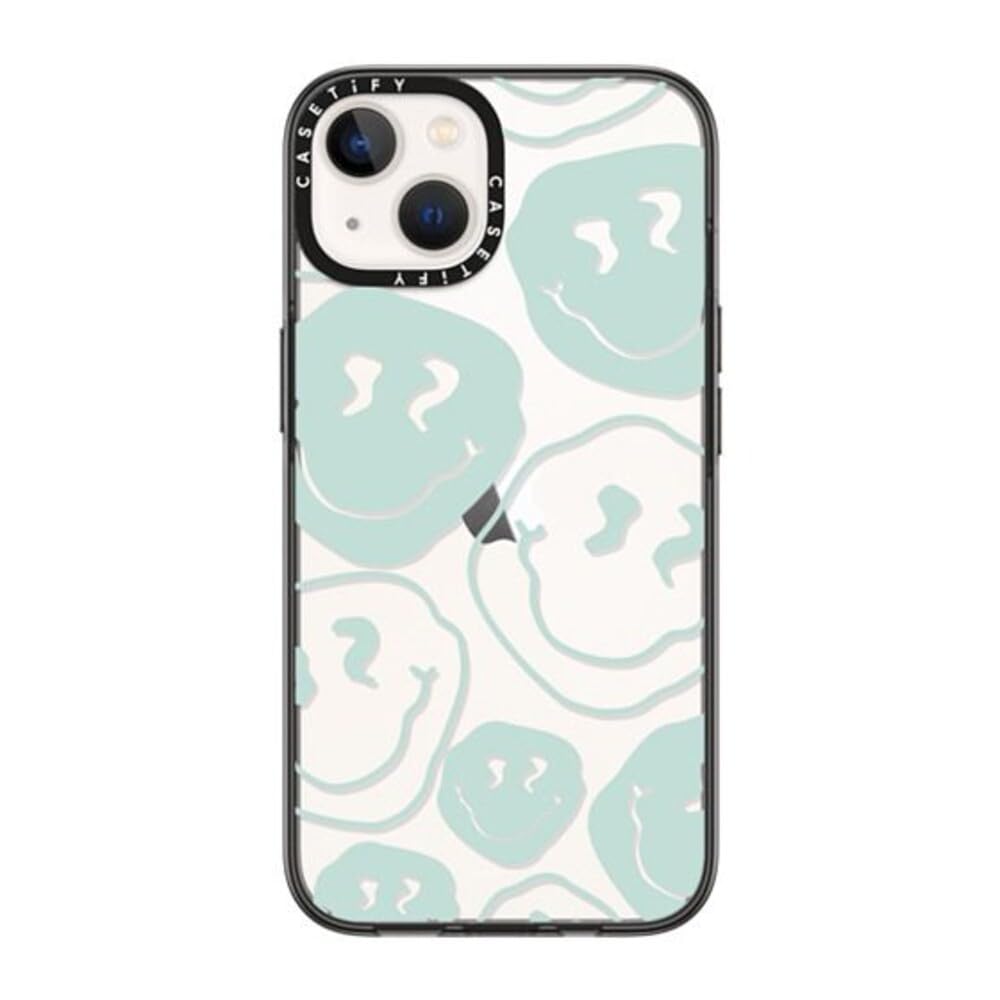 CASETiFY Compact iPhone 14 Case [2X Military Grade Drop Tested / 4ft Drop Protection] - Aqua Smile Transparent - Clear Black — image 1