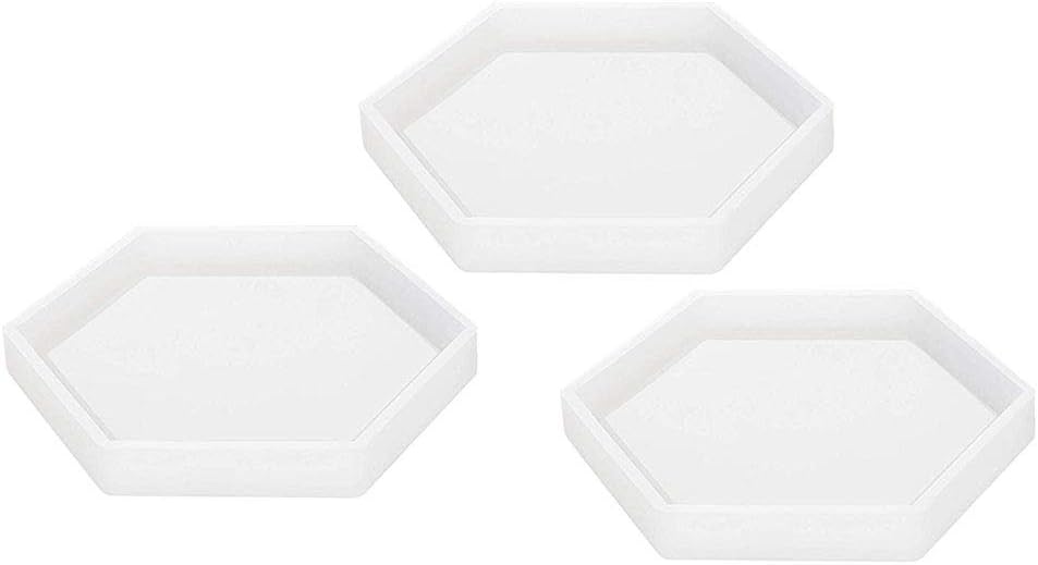 Silicone Cake Moulds，(3 Pieces) DIY Crystal Drop Gel, Hexagonal Square Flower Tray Base, Coasters, Silica Gel Mold