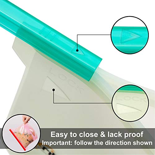 Reusable Silicone Food Storage Bags+Beeswax Wrap/Silicone ziploc containers for Sandwich & more -Leakproof and Completely Plastic-Free & Environment-Friendly/Freezer Dishwasher Safe lunch bag/Set of 5