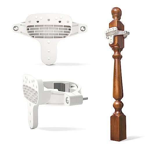 Babelio 2-in-1 Easy Swing Doorway Baby Gate and 2-Pack No Hole Banister Adapter (White), Fits 31.5-55