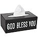 Home-X - God Bless You Tissue Box Holder & Cover, Rectangular Design with Heartwarming Message Makes a Great Gift for Friends and Family