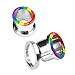 BodyJ4You Rainbow Colors Flag Screw Fit Tunnel 0 Gauge - 14mm - 1 Pair