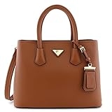 Faux Saffiano Leather Tote Bag with Gold Triangle Plate