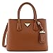 Faux Saffiano Leather Tote Bag with Gold Triangle Plate
