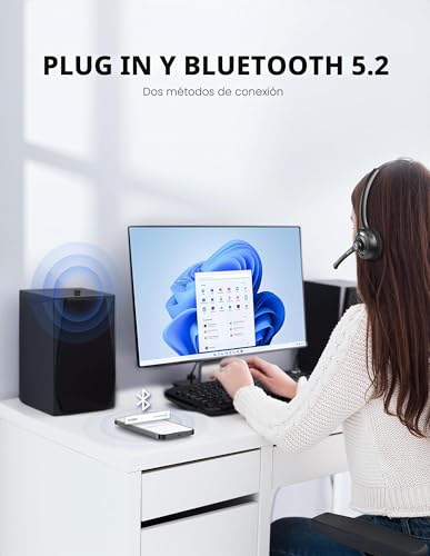 TECKNET Bluetooth & USB Dongle, Wireless Headphones with Noise Cancelling Mic, Mute for Trucker/Mobile Phone/PC/Call Center/Skype
