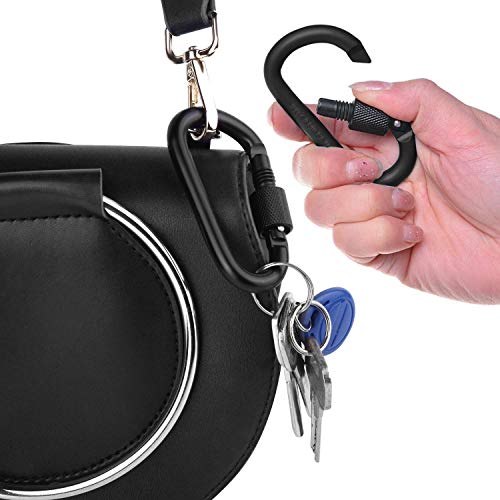 Vonpri 8 Pack 3" Aluminum Carabiner Clip Heavy Duty D Shape Screw Gate Spring Snap Hook for Camping Hiking Outdoor Travel Hammock Backpack Locking Carabiners Keychain Clip (Black) - Thumbnail 2