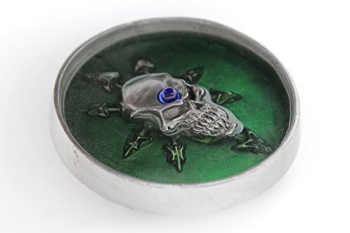 TFJ Men Women Gothic Belt Buckle Punk Biker Silver Metal Compass Skeleton Skull Green