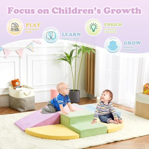 Climbing Toys for Toddlers, Toddler Climbing Toys Indoor, 7-Piece Soft Foam Climb Blocks Set, Toddler Playtime Corner Climber Indoor Foam Play Gym for Crawling and Sliding