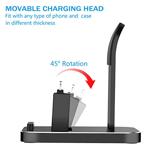 Cell Phone Charger Dock, XUNMEJ Universal Desktop Charging Stand Station for All Android Smartphone Samsung, iPhone X 8 7 6 Plus with Cable for Micro USB Type-C Apple iOS -Black